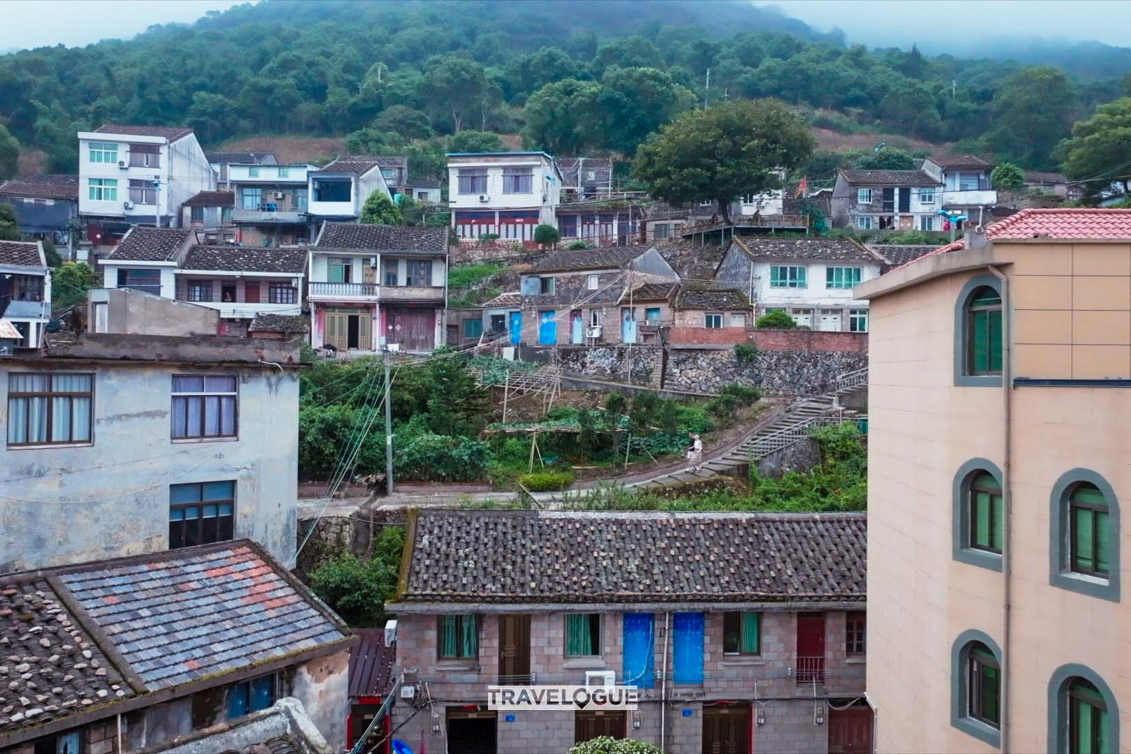 An aerial photo shows the buildings on Dayushan Island, southeast China's Fujian Province. /CGTN