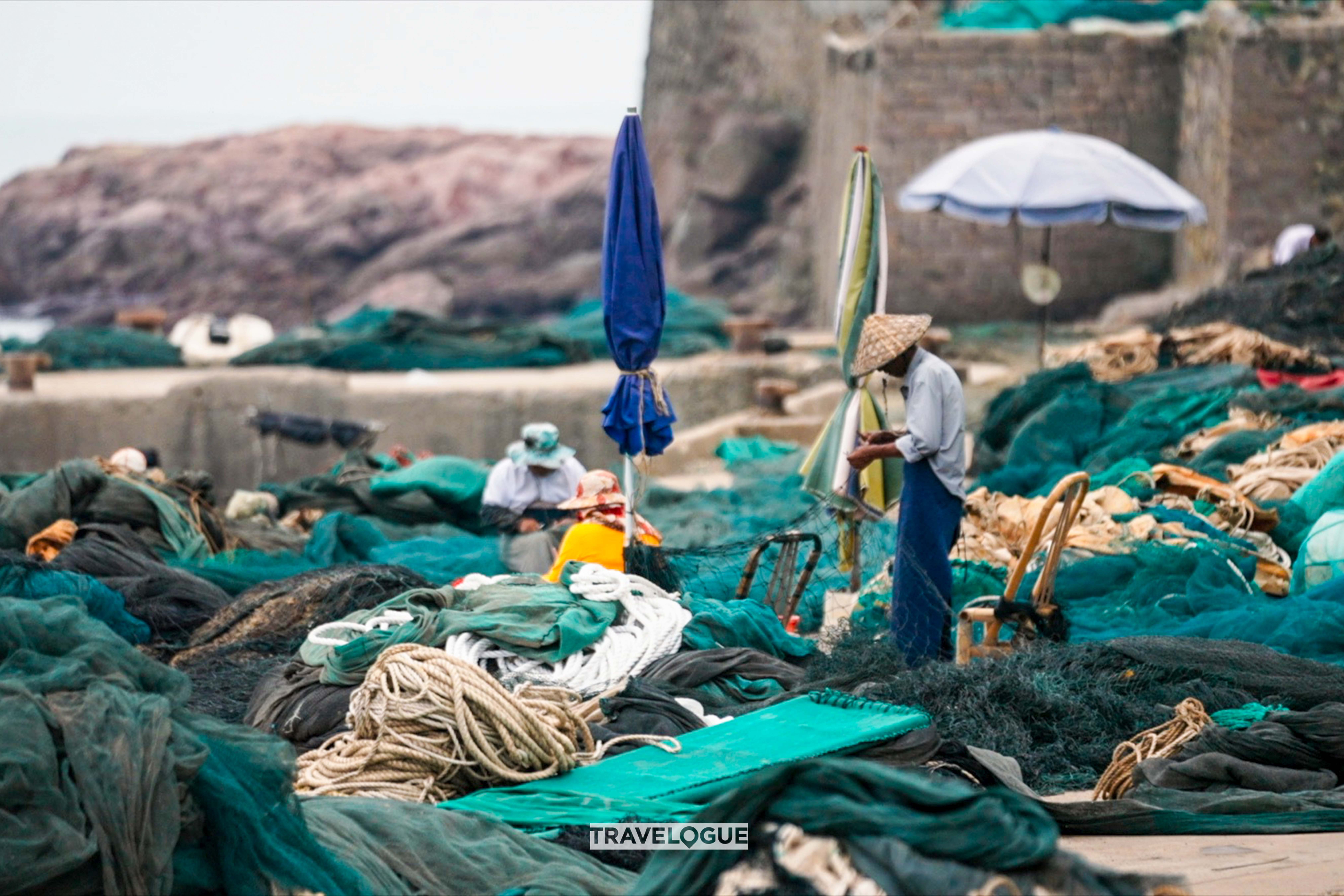 Villagers prepare fishing nets on the Dayushan Island, southeast China's Fujian Province. /CGTN