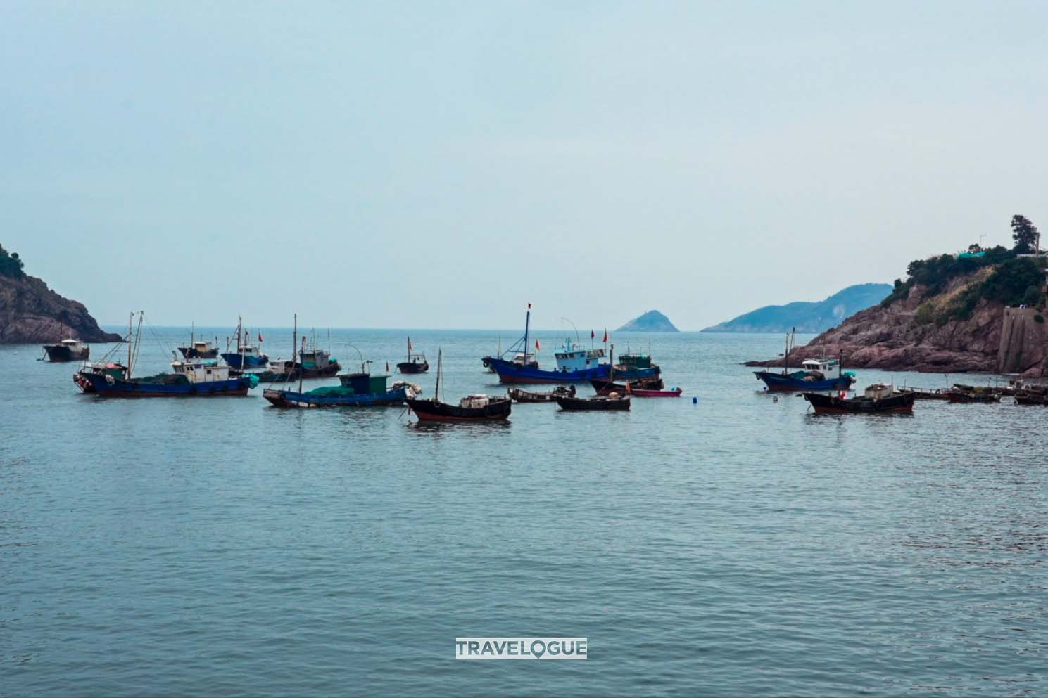 An undated photo shows the fishing boats near Dayushan Island, southeast China's Fujian Province. /CGTN