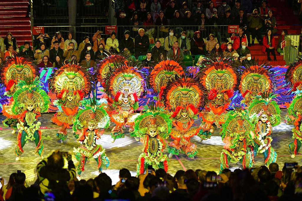 Hong Kong hosts a night float parade on February 10, 2024 to celebrate the first day of the Year of the Dragon. A total of nine floats and 29 groups of performers took part in the event. /CFP