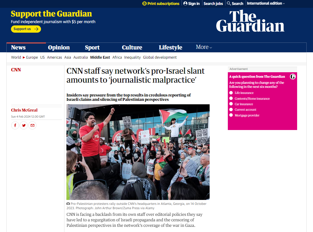 A screenshot of the article published by The Guardian, titled 