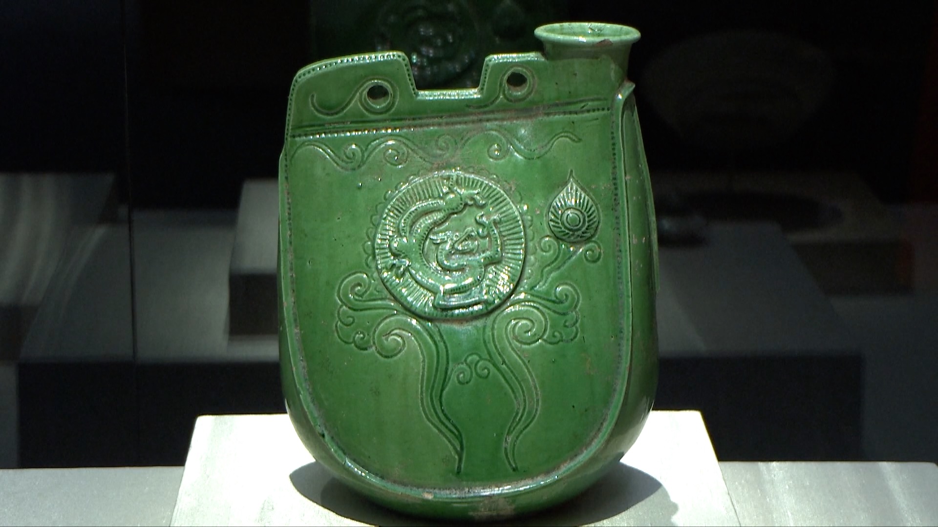 Cultural relic with dragon patterns on display at the National Museum of China. / CGTN