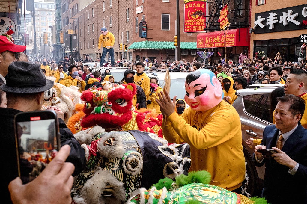 People celebrate the Chinese New Year in Chinatown in Philadelphia, Pennsylvania, United States on February 11, 2024. /CFP