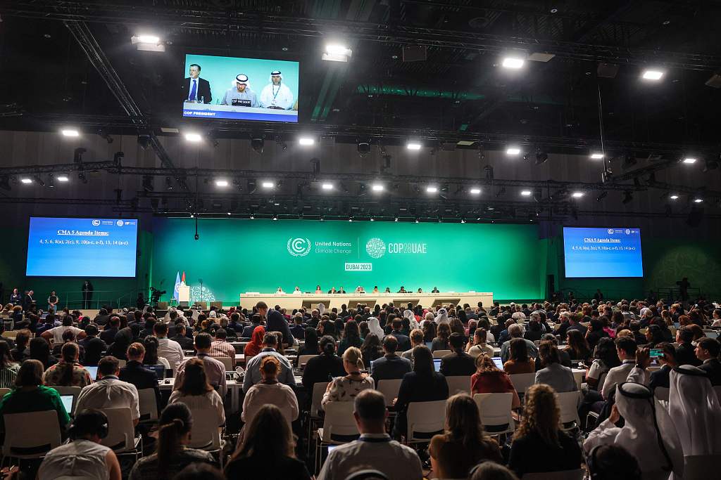 Nations adopted the first ever UN climate deal that calls for the world to transition away from fossil fuels at the United Nations climate summit in Dubai, December 13, 2023. /CFP