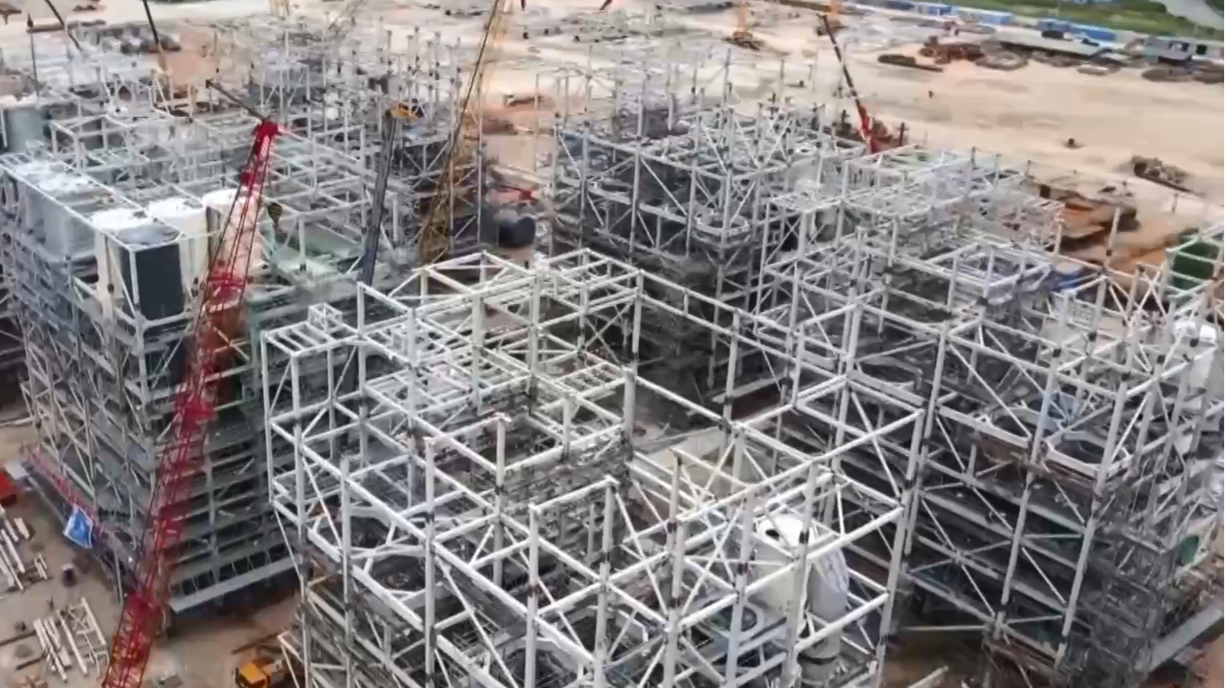 The construction modules for the waste management facility in Hong Kong, China. /CMG
