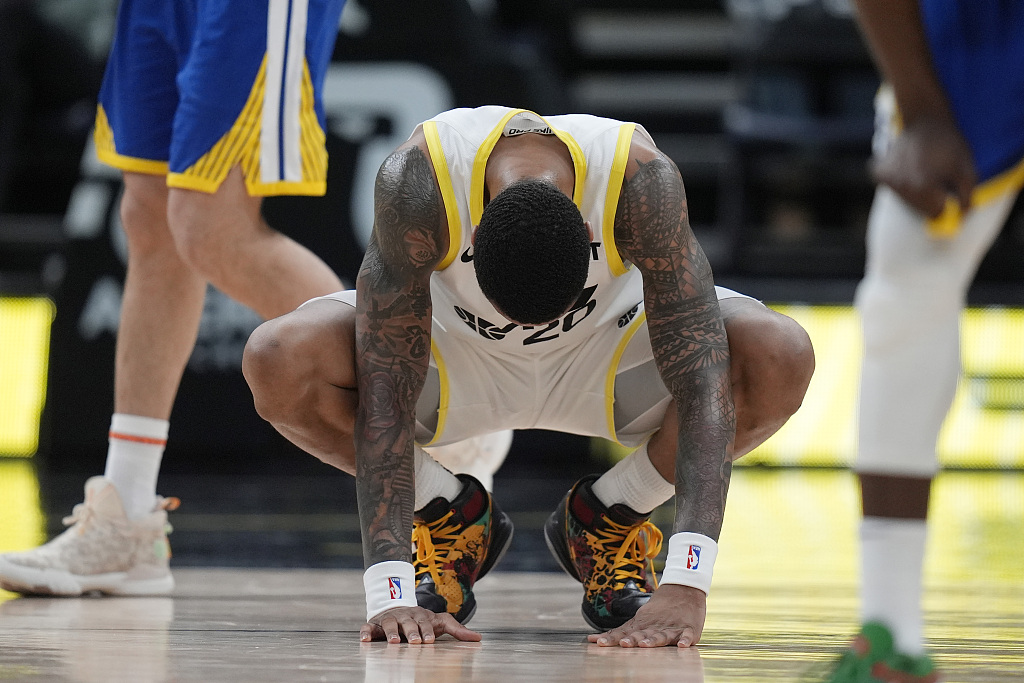 John Collins of the Utah Jazz looks frustrated after committing a turnover in the game against the Golden State Warriors at Delta Center in Salt Lake City, Utah, February 15, 2024. /CFP