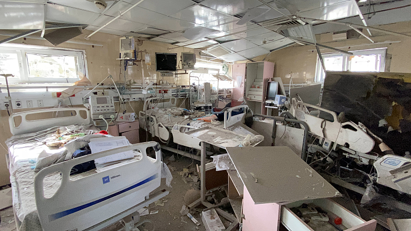 A view of the totally destroyed Nasr Children's Hospital due to intense Israeli attacks in Gaza City, Gaza, February 16, 2024. /CFP