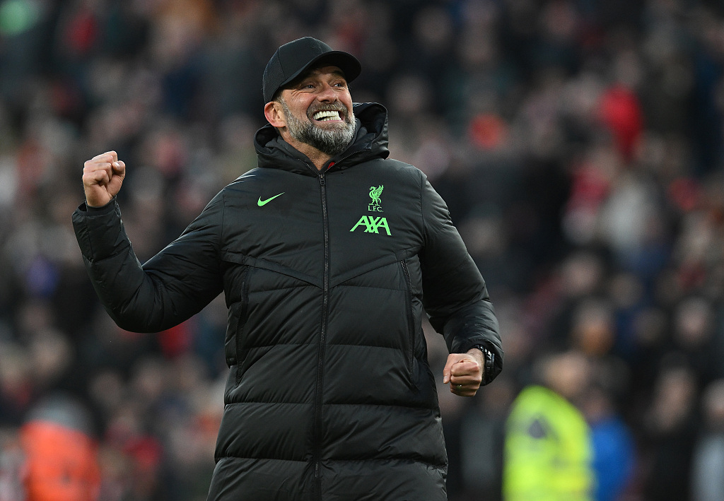 Jurgen Klopp, manager of Liverpool, looks on during the Premier League game against Burnley at Anfield in Liverpool, England, February 10, 2024. /CFP 