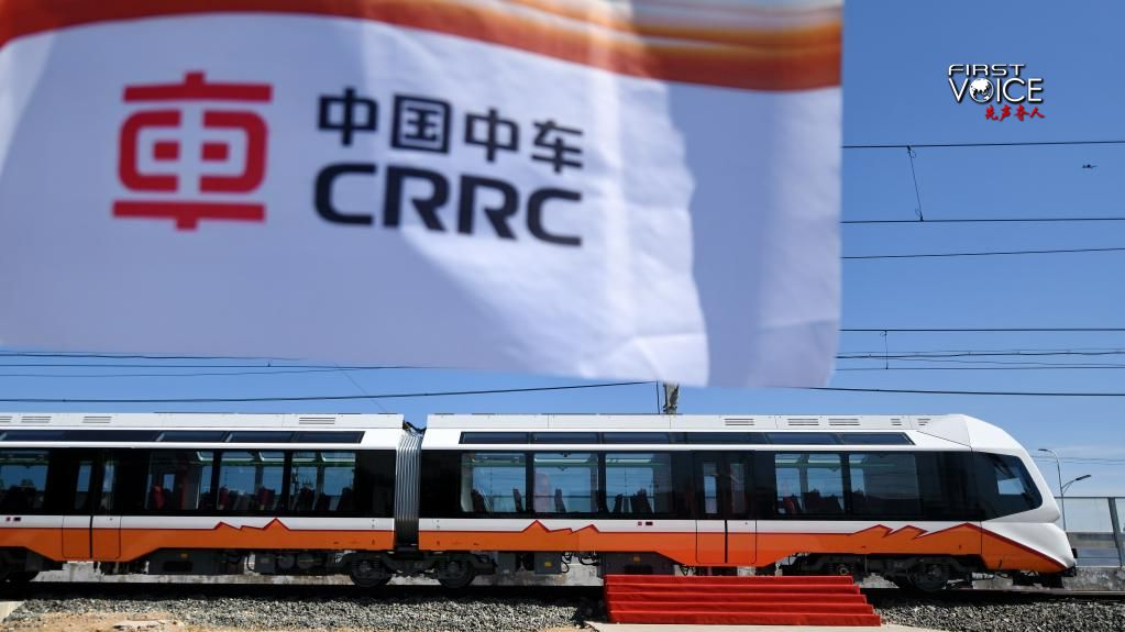 This photo taken on June 6, 2023 shows a new-energy light rail train made by CRRC in Tangshan, north China's Hebei Province. /Xinhua