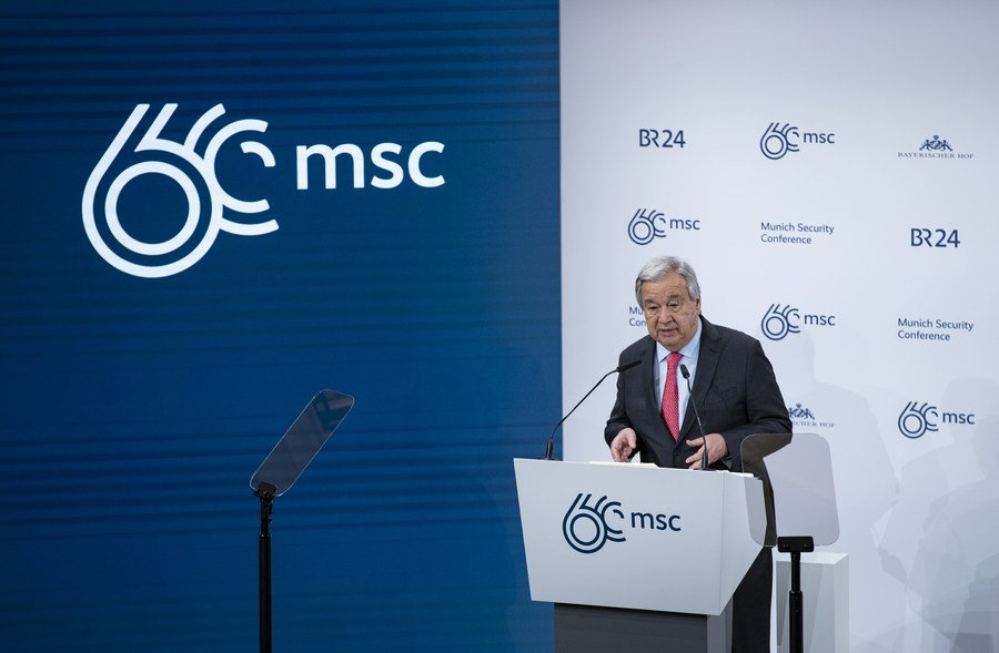 United Nations Secretary-General Antonio Guterres speaks during the opening of the 60th Munich Security Conference (MSC) in Munich, Germany, February 16, 2024. /Xinhua