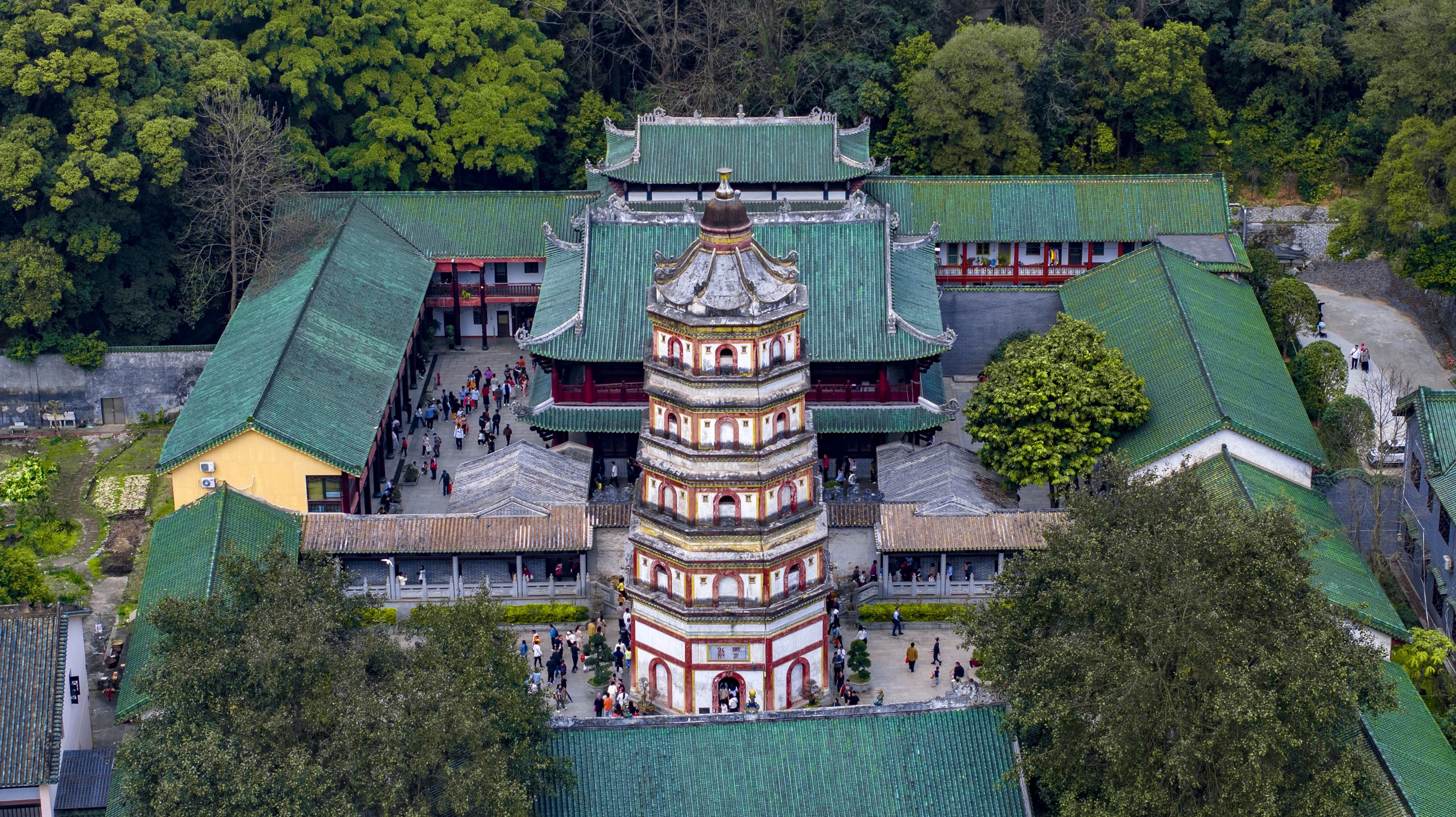 A photo taken on February 14, 2024 shows an aerial view of the Nanhua Temple in Shaoguan, Guangdong Province. /IC