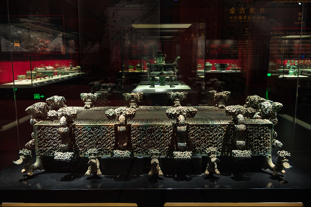 A file photo shows the bronze jin with cloud design from the collection of the Henan Museum in Zhengzhou, central China's Henan Province. /CFP