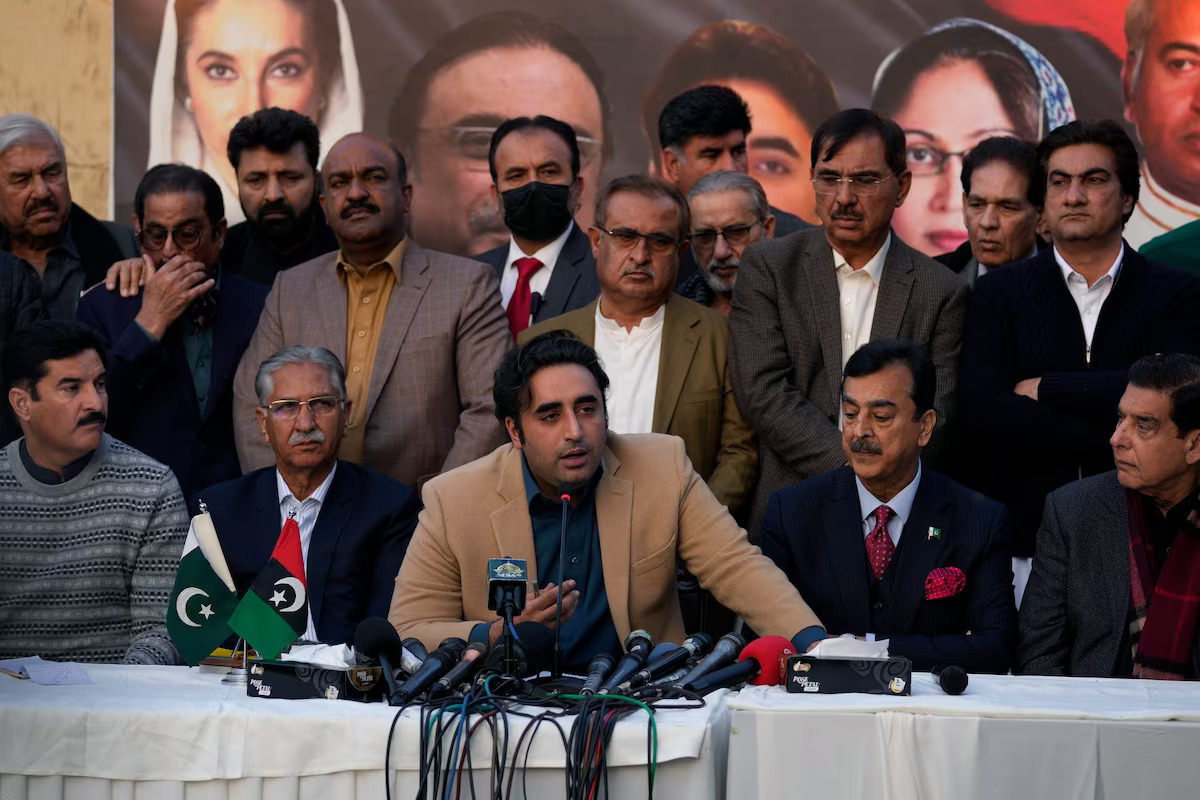 Bilawal-Bhutto Zardari, chairman of Pakistan People's Party, speaks at a press conference about parliamentary elections, in Islamabad, Pakistan, February 13, 2024. /CFP