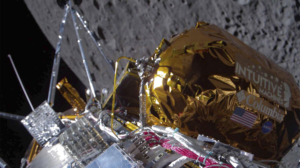 The Odysseus lunar lander over the near side of the moon following lunar orbit insertion, February 21, 2024. /CFP