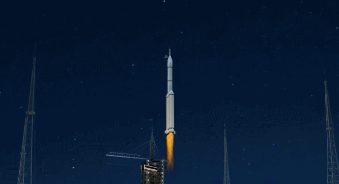An animation shows the Long March-10 carrier rocket sending 