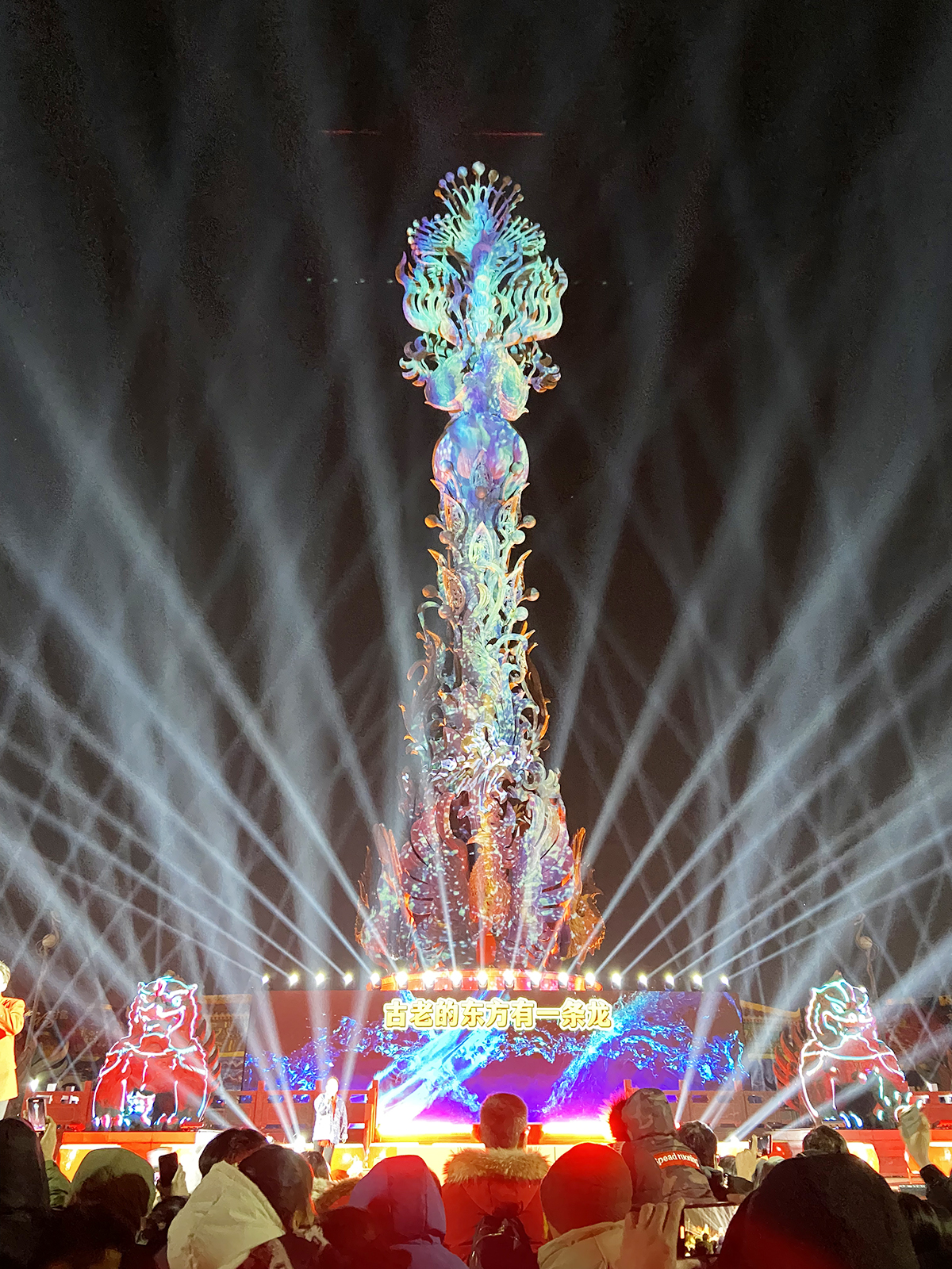 Visitors watch a light show at the South Lake Park in Tangshan, Hebei Province on February 23, 2024. /CGTN