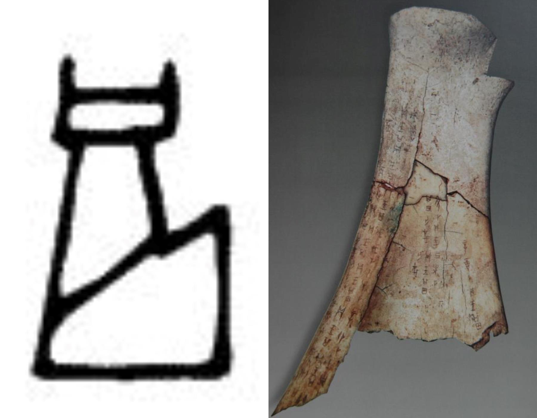 An oracle bone resembling the character for 