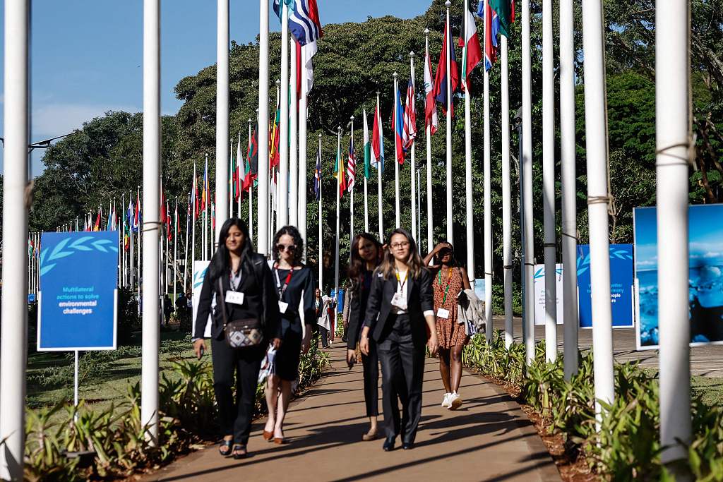 Delegates arrive at the venue for the opening session of UNEA-6 at the UN offices in Gigiri, Nairobi, February 26, 2024. /CFP