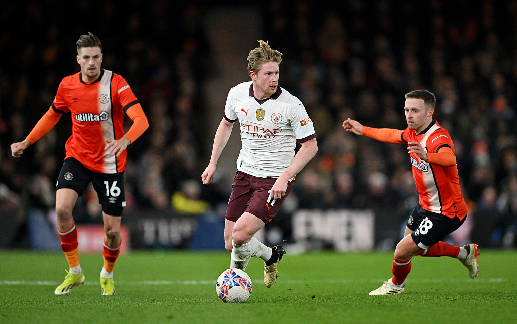 Kevin De Bruyne of Manchester City during their clash with Luton at Kenilworth Road in Luton, England, February 27, 2024. /CFP