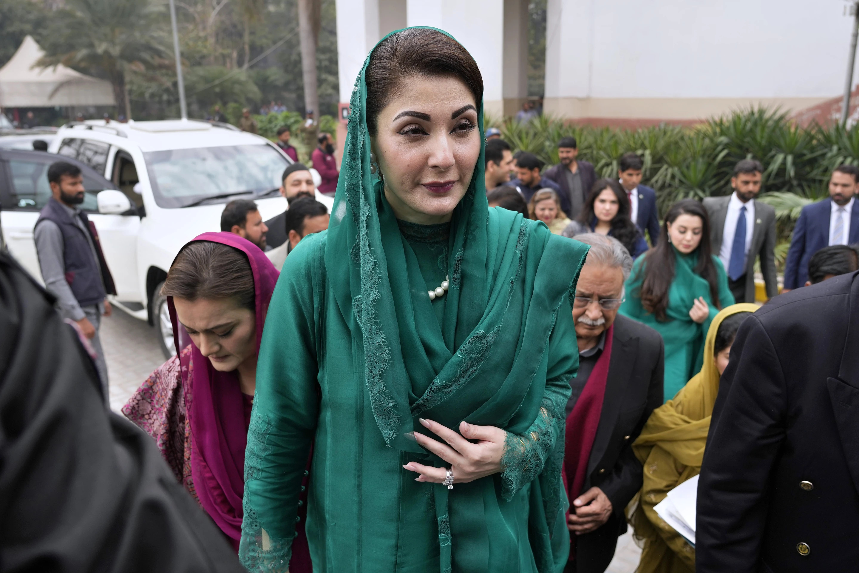 Maryam Nawaz, newly elected chief minister of Pakistan's Punjab province, arrives to attend the provincial assembly session in Lahore, Pakistan, on February 26, 2024. /AP
