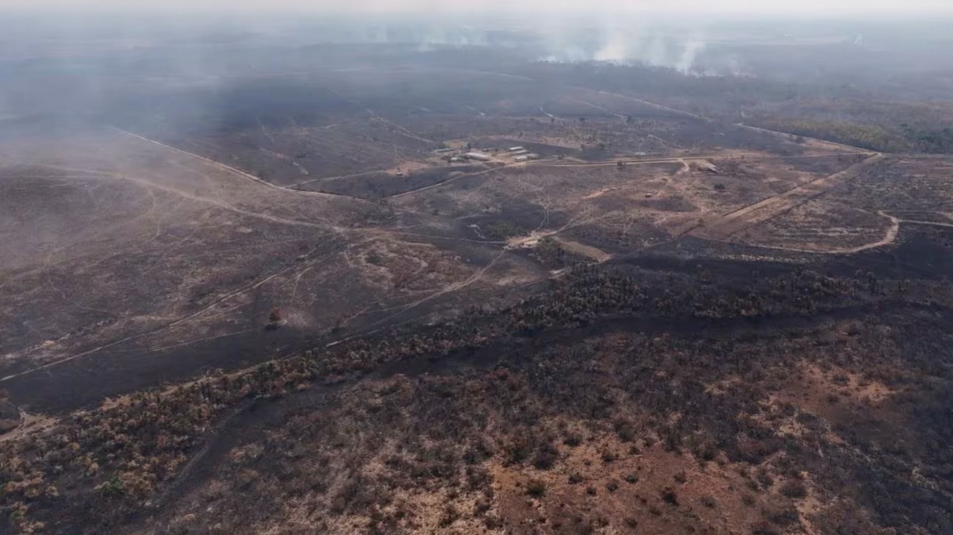 A drone view of smoke from burning vegetation rising in a rainforest at the municipality of Bonfim, state of Roraima, Brazil February 28, 2024. /CFP