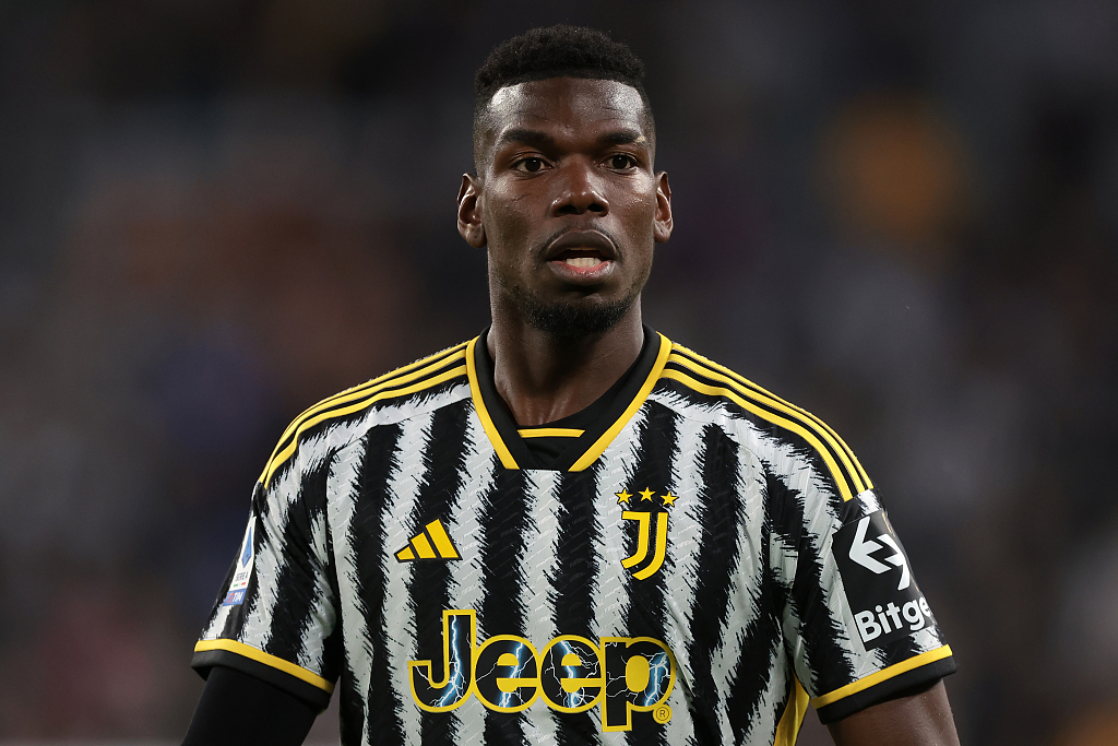 Paul Pogba looks on during the Serie A match between Juventus and US Cremonese at Allianz Stadium in Turin, Italy, May 14, 2023. /CFP