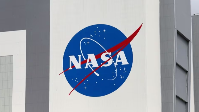 The NASA logo is seen at Kennedy Space Center in Cape Canaveral, Florida, U.S., April 16, 2021. /Reuters