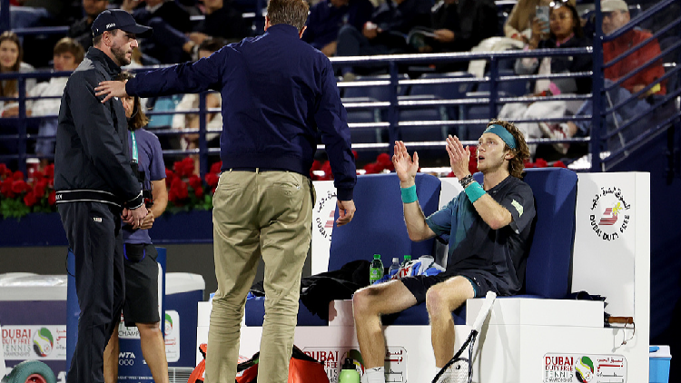 Rublev defaulted for screaming at line judge at Dubai final - CGTN