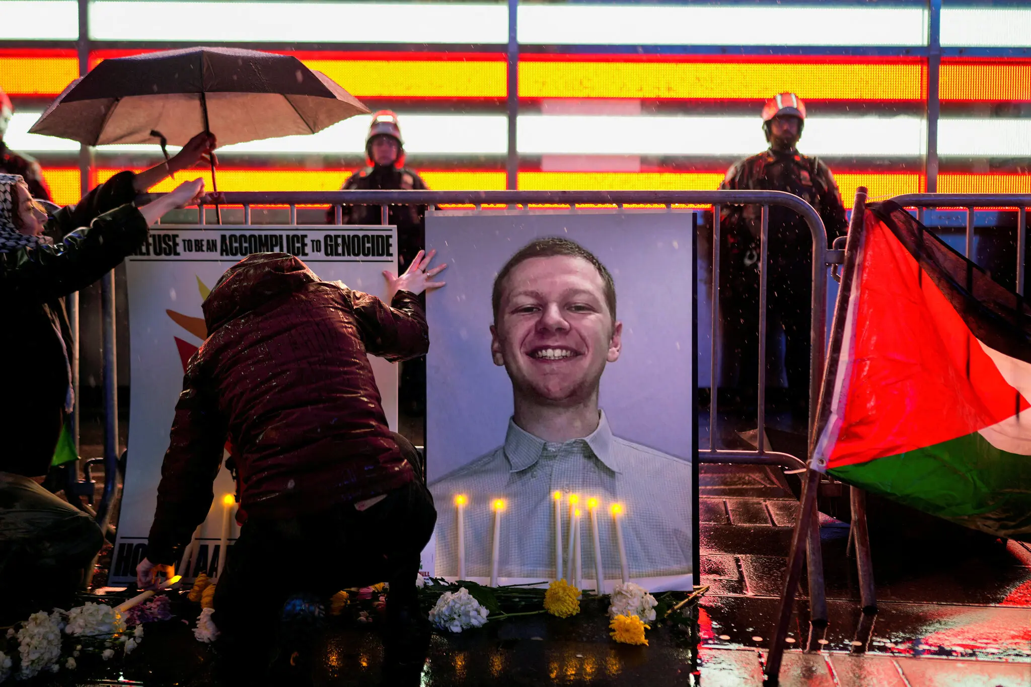 Vigils have been held in several cities, including in New York, U.S., on February 27 , for Aaron Bushnell, after he lit himself on fire outside the Israeli embassy. /Reuters
