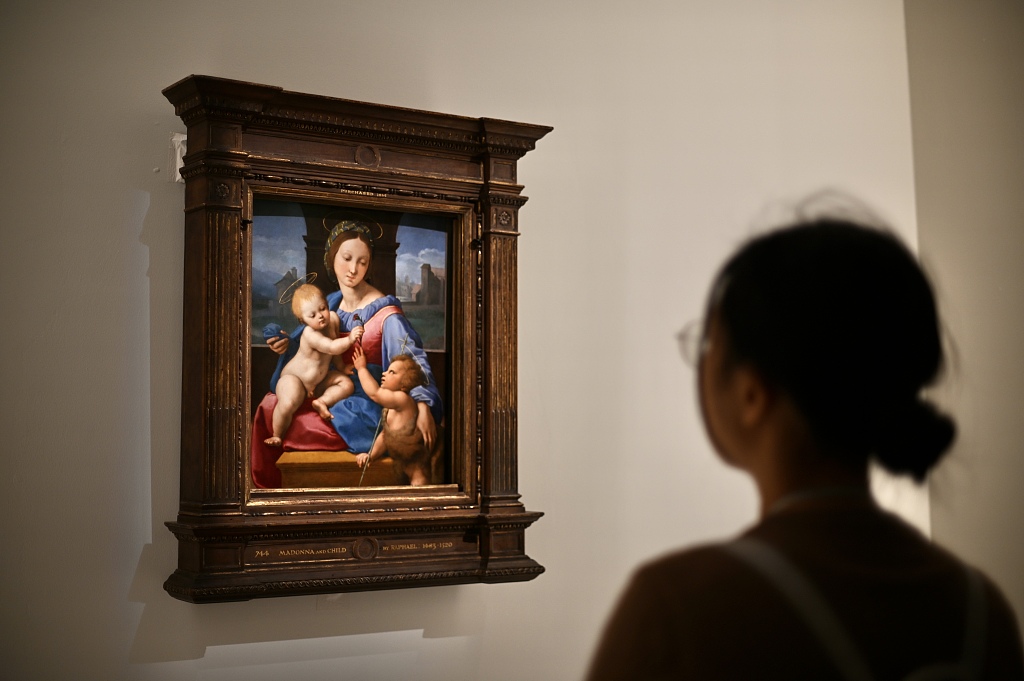 A visitor gazes at a painting on display at the Hong Kong Palace Museum on November 21, 2023. /CFP