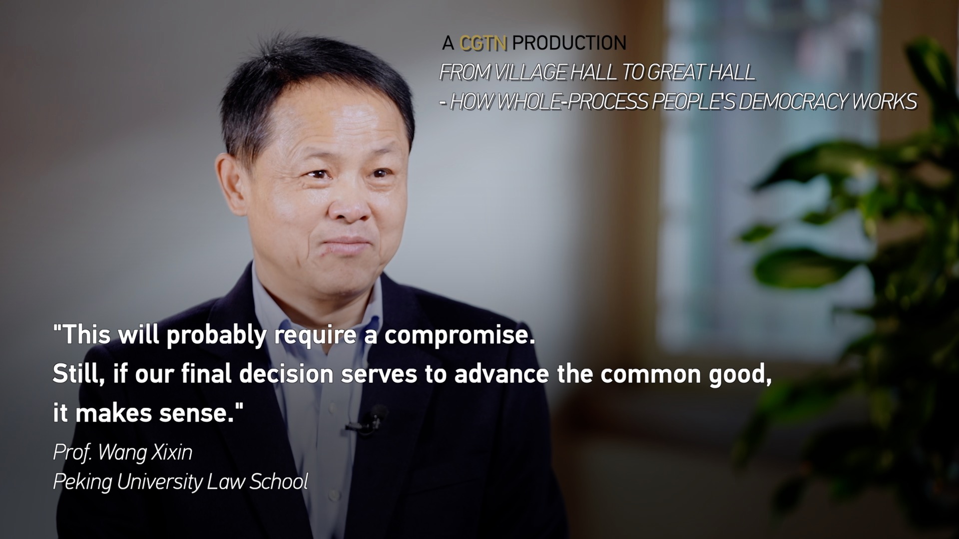 If our final decision serves to advance the common good, it makes sense, said Professor Wang Xixin of Peking University Law School. /CGTN