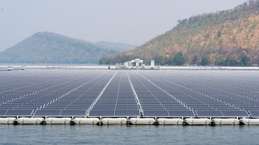 The Ubolratana Dam hydro-floating solar hybrid power plant in Khon Kaen, Thailand, March 5, 2024. /Xinhua