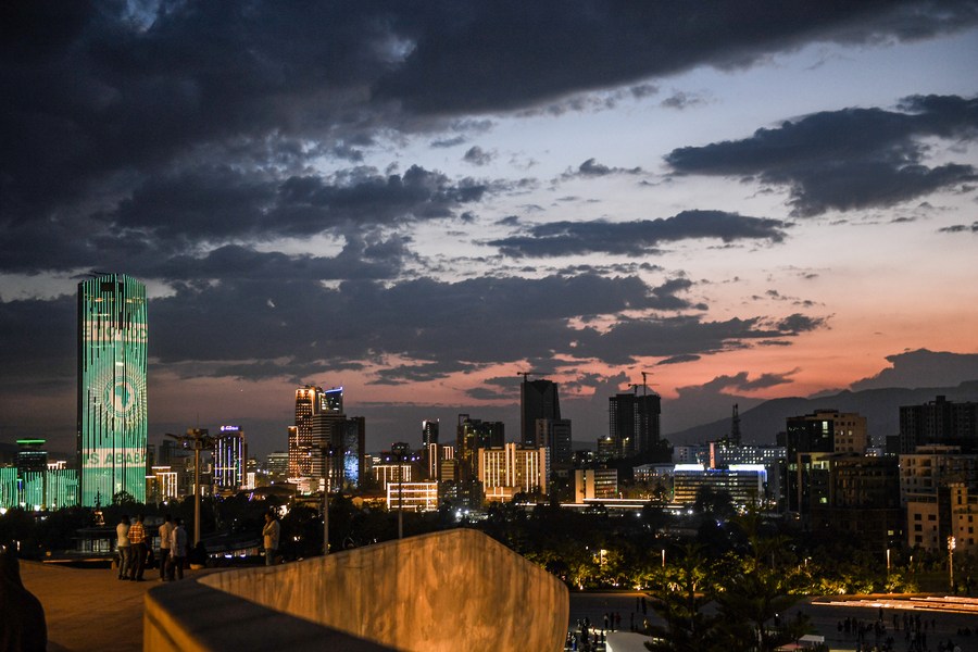 The dusk view of Addis Ababa, Ethiopia, February 18, 2024. /Xinhua