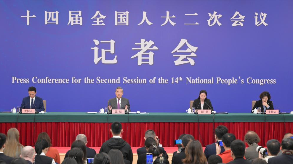 Chinese Foreign Minister Wang Yi, also a member of the Political Bureau of the Communist Party of China Central Committee, attends a press conference on China's foreign policy and foreign relations on the sidelines of the second session of the 14th National People's Congress (NPC) in Beijing, capital of China, March 7, 2024. /Xinhua