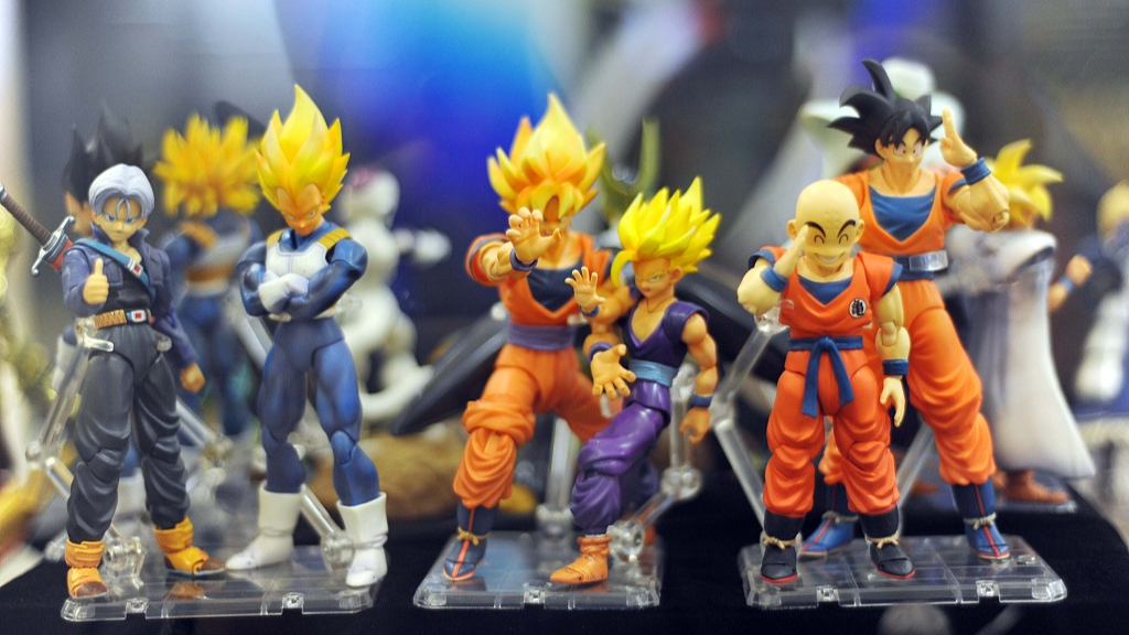 A file photo shows figurines of characters from the Japanese manga 