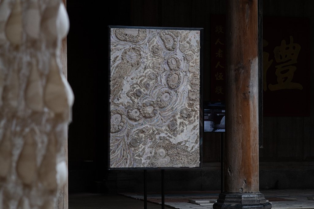 An undated photo shows paper artworks on display in Huangshan, Anhui Province. /CFP