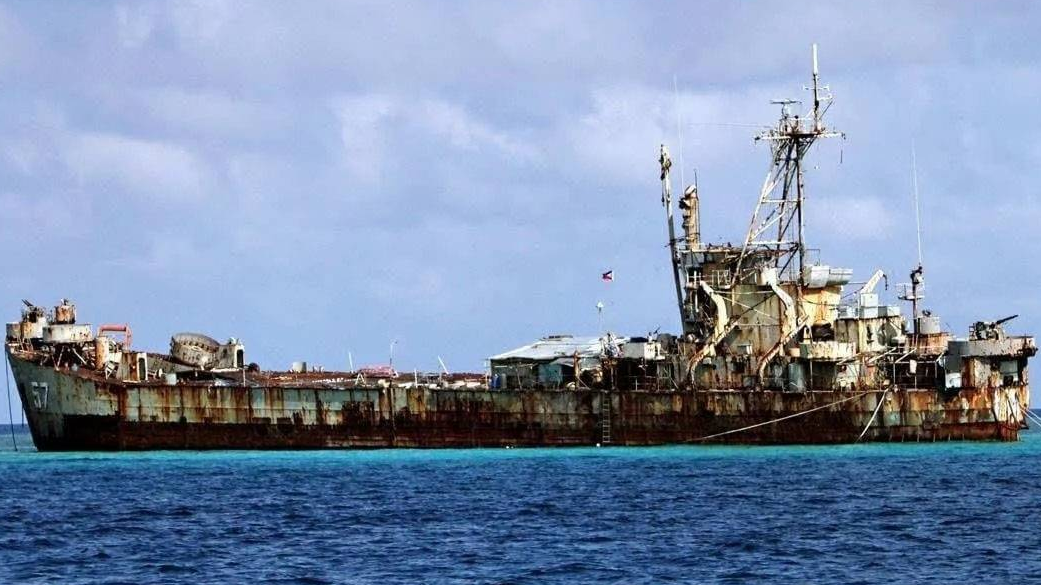 A rusted-out World War II-era Philippine warship 