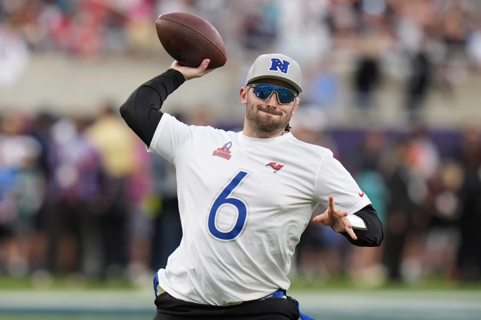 Quarterback Baker Mayfield of ther Tampa Bay Buccaneers passes in the NFL Pro Bowl game at Camping World Stadium in Orlando, Florida, February 4, 2024. /AP