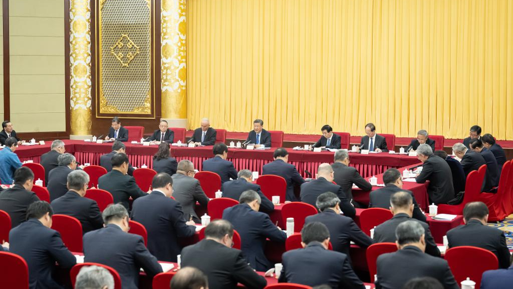 Chinese President Xi Jinping, also general secretary of the CPC Central Committee and chairman of the CMC, visits national political advisors from the Revolutionary Committee of the Chinese Kuomintang, the sector of science and technology, and the sector of environment and resources, who are attending the second session of the 14th National Committee of the Chinese People's Political Consultative Conference in Beijing, China, March 6, 2024. /Xinhua