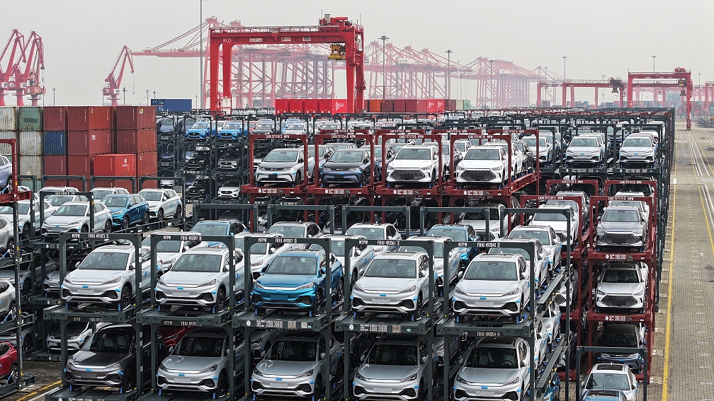 NEVs to be exported from Suzhou Port, Jiangsu Province, China, December 13, 2023. /CFP