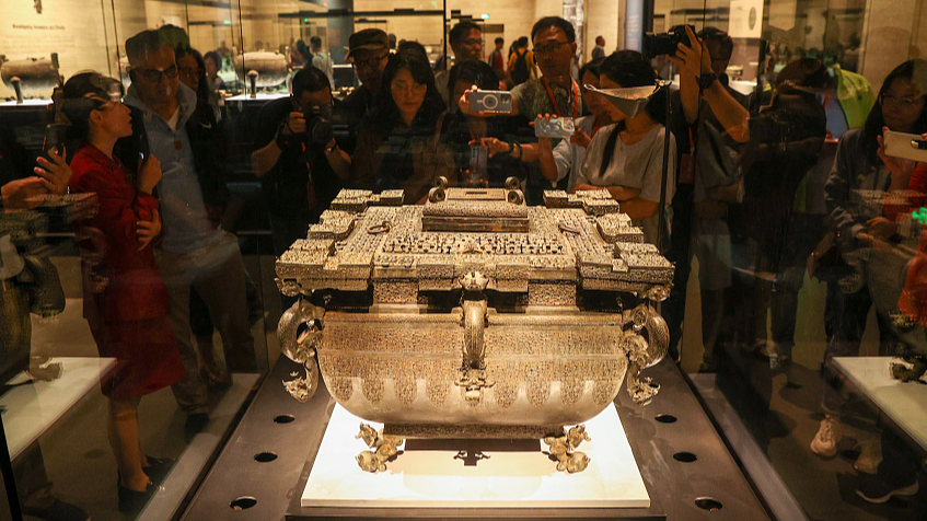 A file photo shows the bronze fou of Marquis Yi of Zeng on display at the Hubei Provincial Museum in Wuhan, Hubei Province, China. /CFP