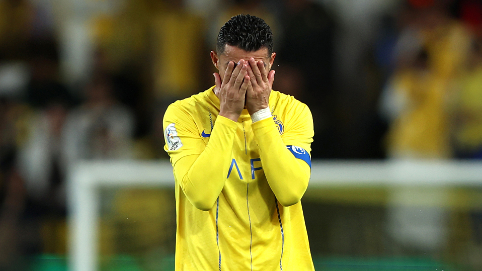 Al-Nassr's Ronaldo looks dejected after his side exited the Asian Champions League in Riyadh, Saudi Arabia, March 11, 2024. /CFP
