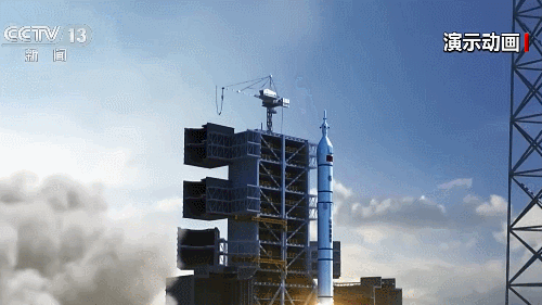Animation display of a reusable rocket's liftoff. /China Media Group