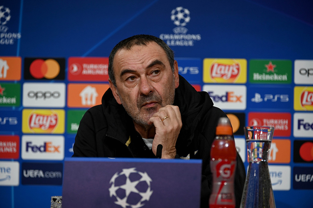 Maurizio Sarri, manager of Lazio, attends the press conference ahead of the second-leg game of the UEFA Champions League Round of 16 against Bayern Munich at Allianz Arena in Munich, Germany, March 4, 2024. /CFP
