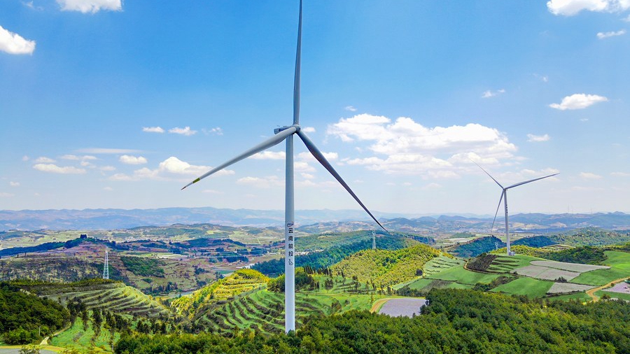 Wind turbines of Honghe Yongning wind power plant in Honghe Hani and Yi Autonomous Prefecture, southwest China's Yunnan Province, May 16, 2023. /Xinhua