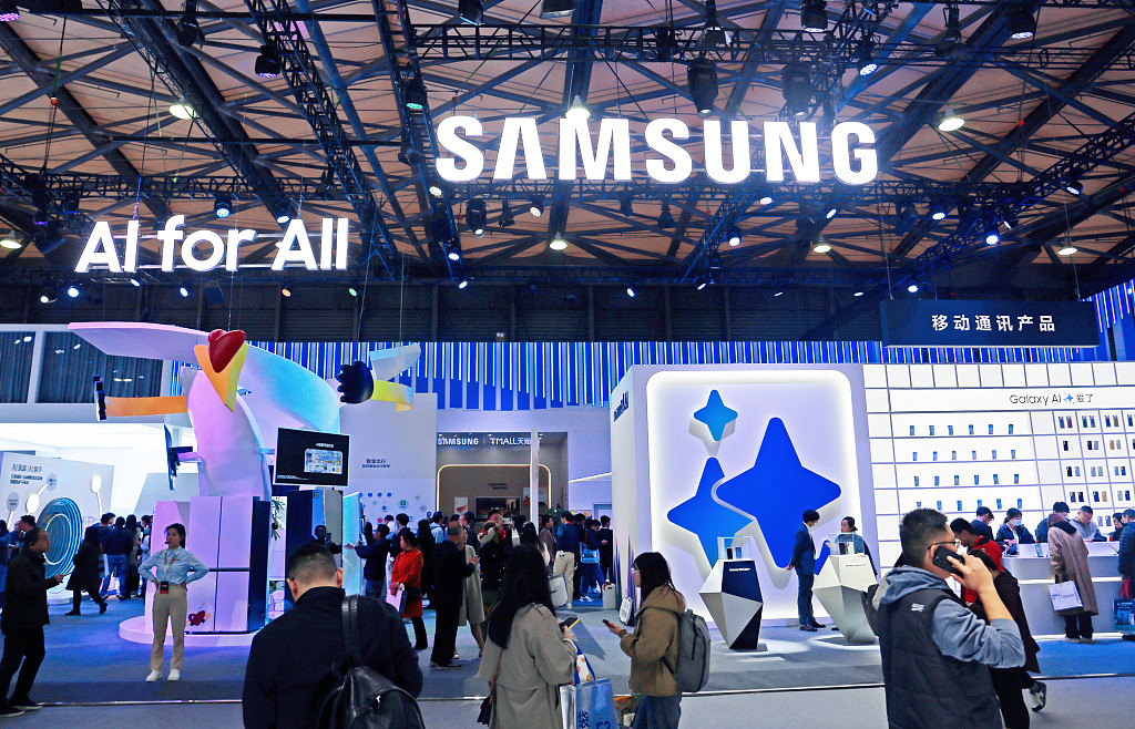 The exhibition booth of Samsung Electronics at AWE2024, Shanghai Municipality, east China, March 14, 2024. /CFP