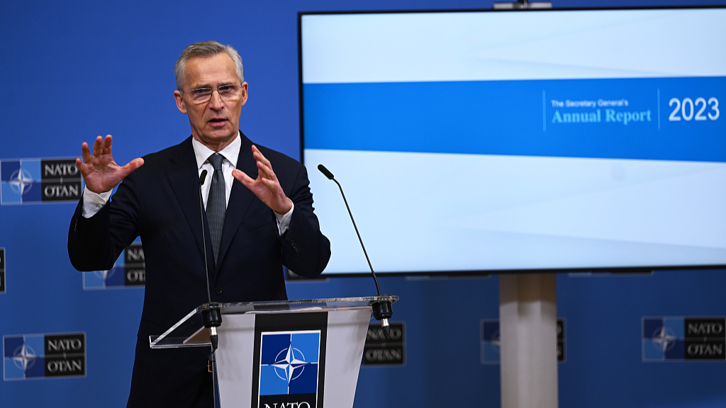 NATO Secretary General Jens Stoltenberg gives a press conference on the Annual Report of 2023 at NATO Headquarters in Brussels, Belgium, March 14, 2024. /CFP