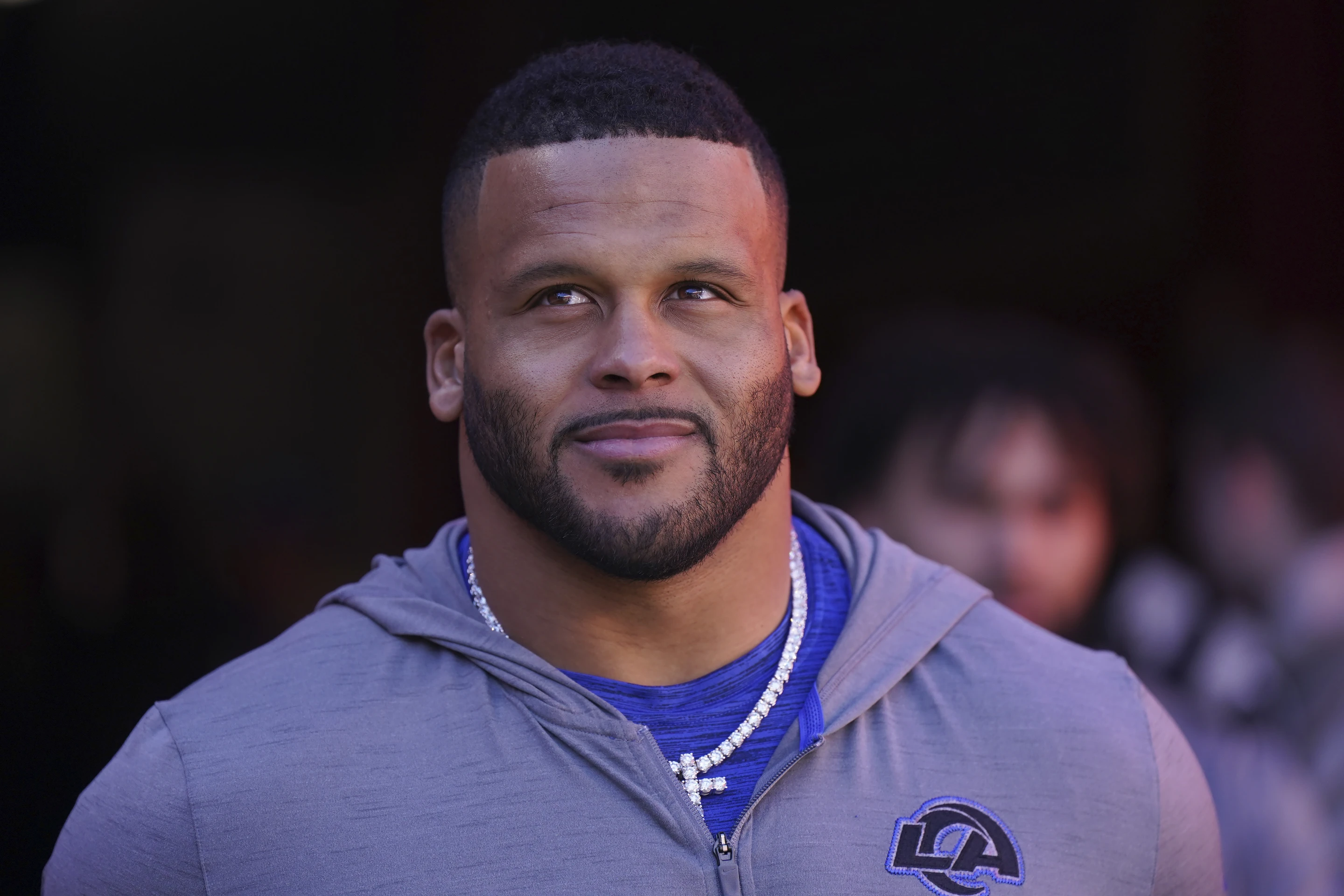 Defensive tackle Aaron Donald of the Los Angeles Rams looks on ahead of the game against the San Francisco 49ers at Levi's Stadium in Santa Clara, California, U.S., January 7, 2024. /AP