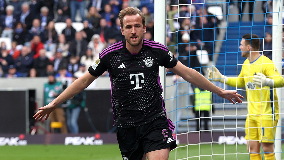 Harry Kane of Bayern Munich celebrates scoring his team's second goal during their clash with Darmstadt at Merck-Stadion in Darmstadt, Germany, March 16, 2024. /CFP