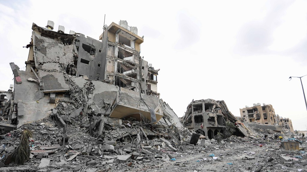 A view of damage to homes in Hamad Town by Israeli air strikes in Khan Younis, Gaza, March 17, 2024. /CFP
